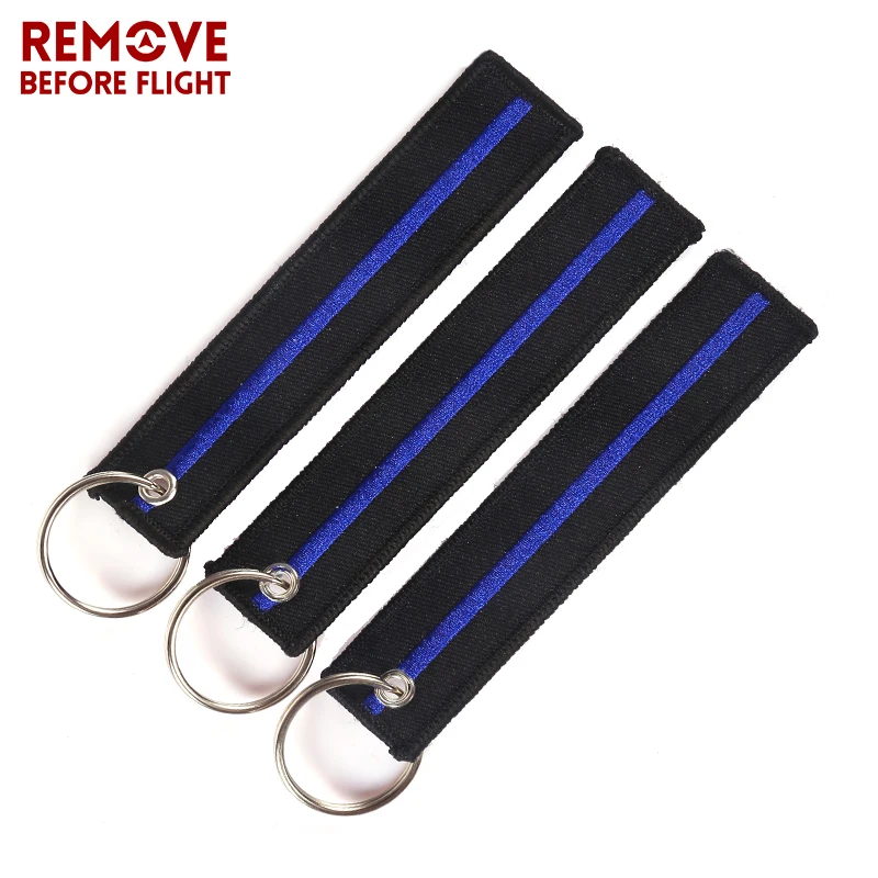Fashion Keychain Blue Striped Bar Key Chain for Car Rings Cool Fobs Simple Style Embroidery Keychains Motorcycles | Украшения и