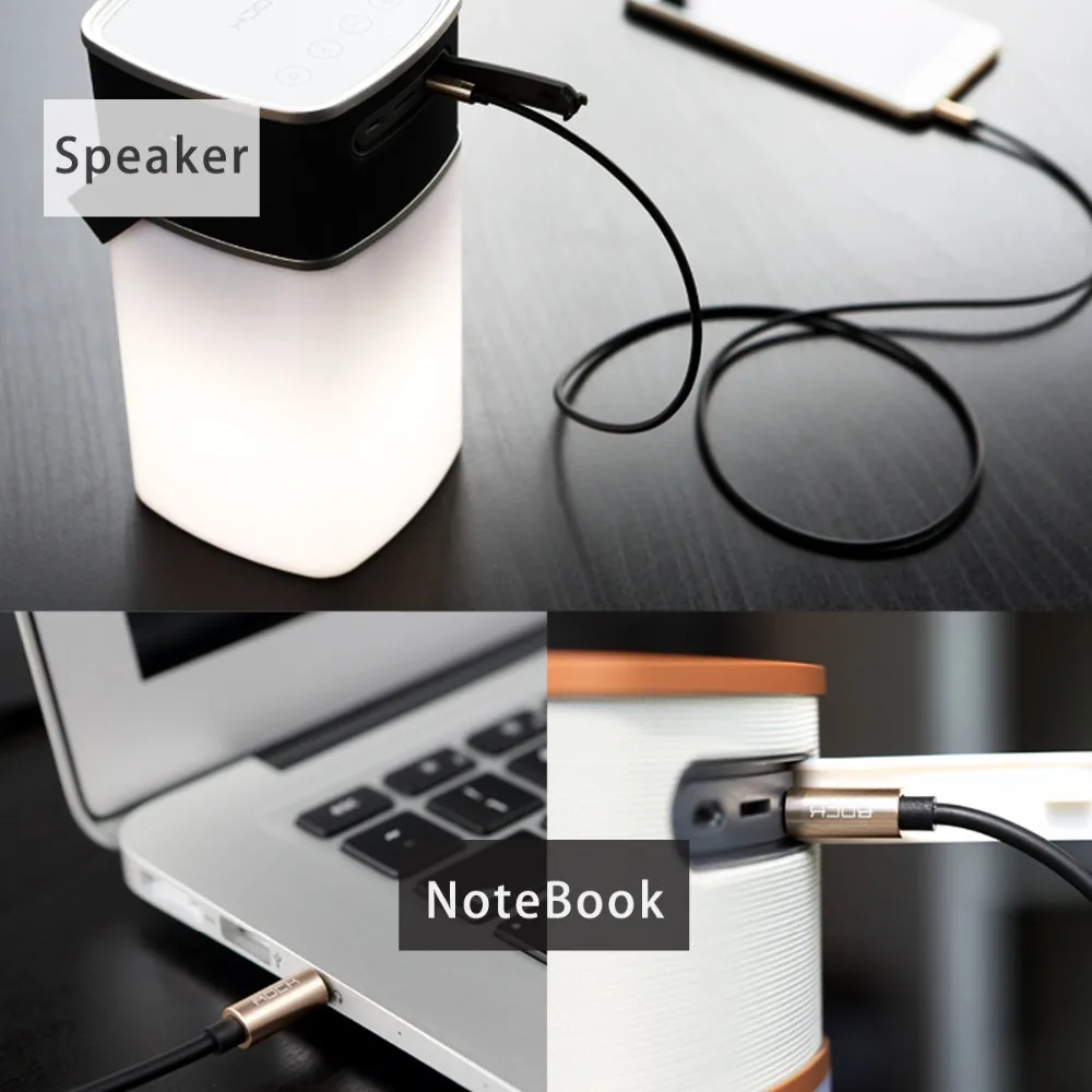 

Original Rock Audio Cable 3.5mm To 3.5 mm Male To Male Extension Cable Aux Jack to Jack Gold Plated Cable For Headphone/Speaker