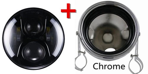 Black 2 " H4 мотоциклетные фары DRL Янтарный указатель поворота ангельские глазки 7 дюймов фары корпус ведро для Honda CB 400 1300 Suzuki мотоциклетные - Цвет: Black 2