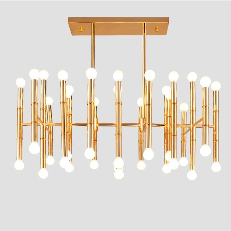 Led 42 bollen bamboe droplight jonathan adler meurice hanglamp hedendaagse gecontracteerd Smeedijzeren rechthoekige kroonluchte|kroonluchter|jonathan