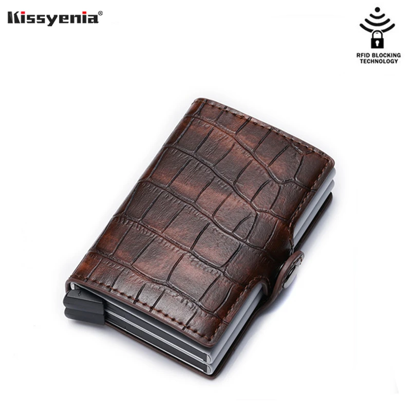 Kissyenia новый дизайн Rfid блочный держатель для кредитных карт мужской деловой