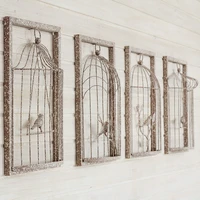 vintage wrought iron 3d bird cage wall hanging background wall decoration creative home decoration wild stereo bird cage