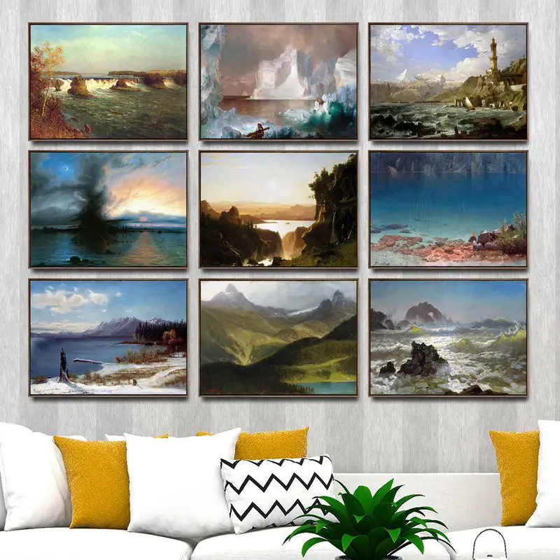 

Home Decoration Art Wall Pictures Fro Living Room Poster Print Canvas Paintings American Albert Bierstadt Landscape Sky