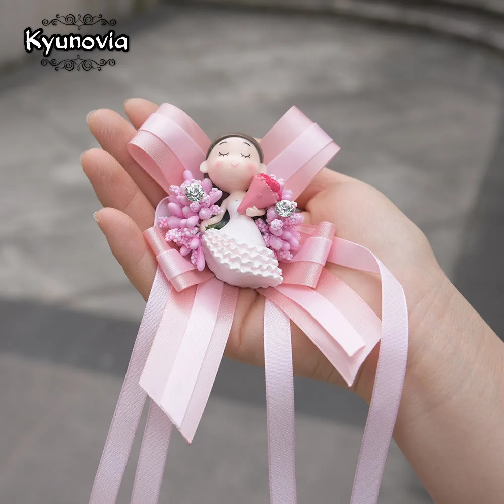 Кукольная бутоньерка Kyunovia для свадьбы жениха отворотная петля свадебный браслет