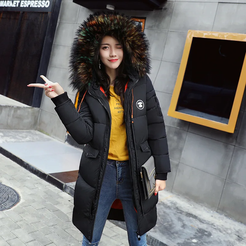 2017 Winter Jacket Women Cotton Coat Fur Collar Hood Parka Female Long Jackets Thick Warm Outerwear chaqueta mujer size M - XXL | Женская