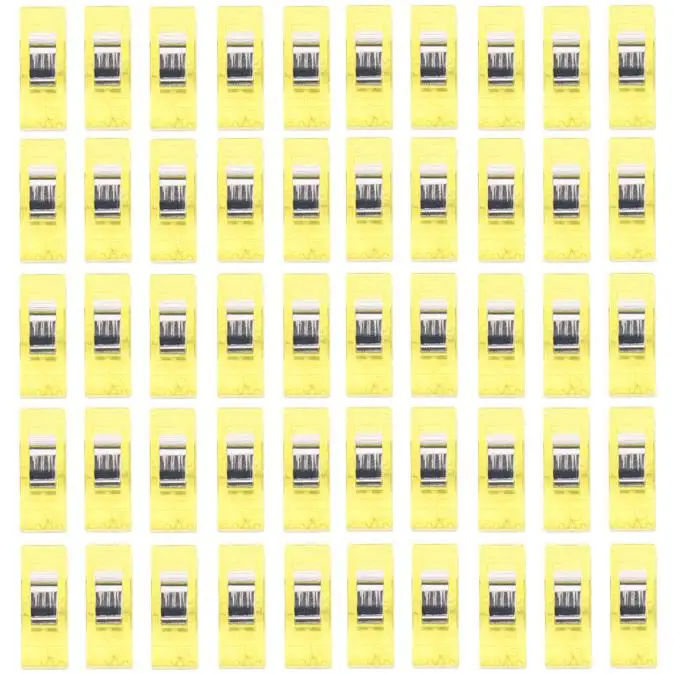 yellow Пластиковые зажимы для шитья, 50 шт., прозрачные, для шитья, для стёганого одеяла, для скрепок, пластиковые зажимы, упаковка, замечательные пластиковые зажимы - Цвет: yellow
