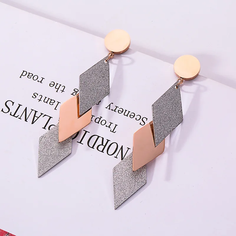 Модные ювелирные изделия серьги на крючках титановая сталь розовое золото с