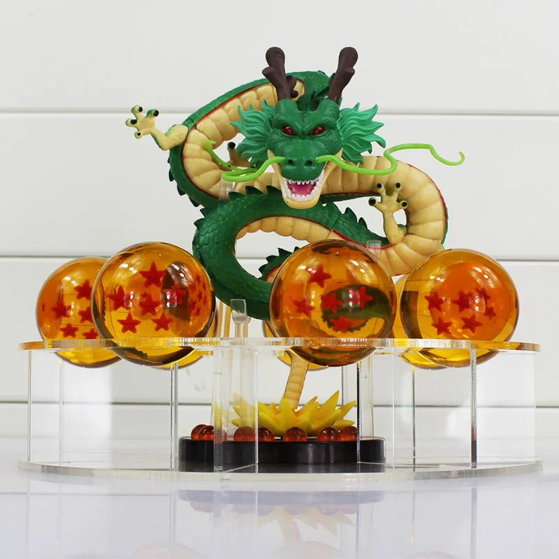 Dragon ball z игрушки Фигурки Новые Фигурки драконов 1 фигурка Дракон шенлонг+ 7 хрустальных шариков 4 см+ 1 полка brinquedos
