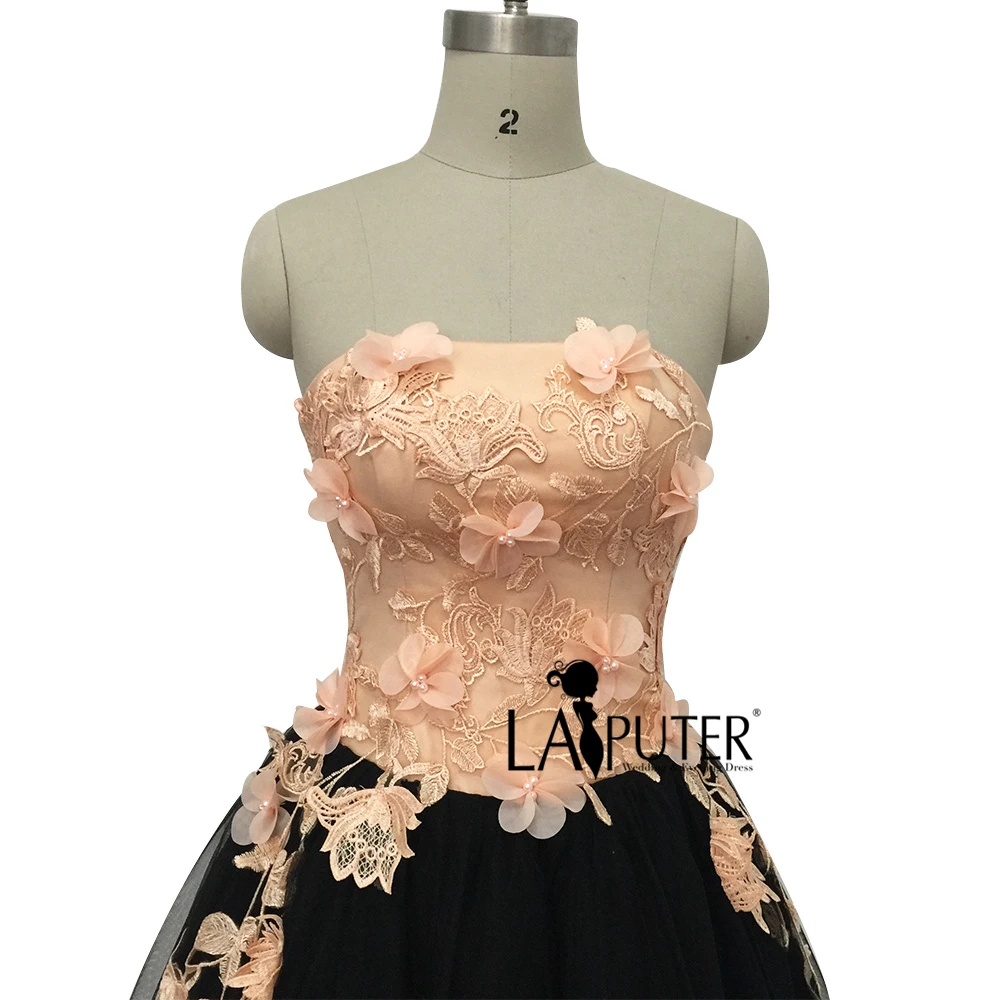 2017 новое поступление без бретелек персиково-розовые кружевные аппликации 3d