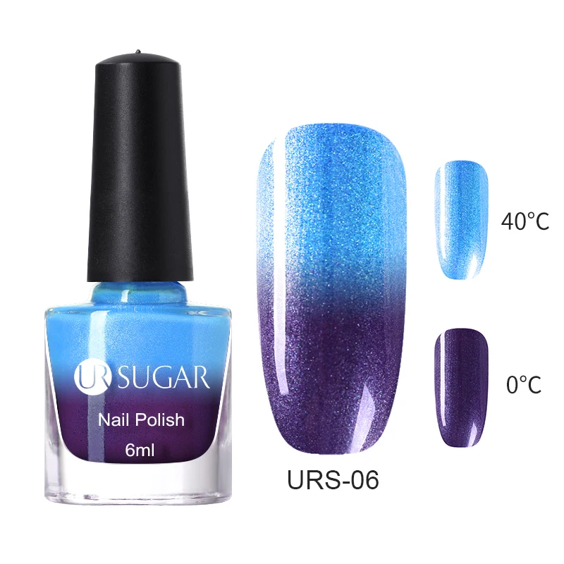 06 Ur Sugar жемчужный термальный лак для ногтей Блеск меняющий цвет мерцающий лак для ногтей художественный лак 6 мл Маникюр поставки - Цвет: 06