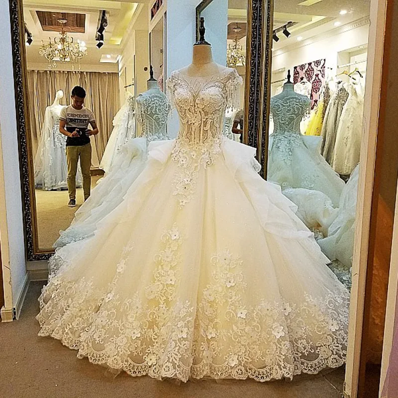 Сексуальный, кружевной, с аппликацией кристалла Robe De Mariage A line свадебные платья плюс размер платье невесты Vestidos De Novia