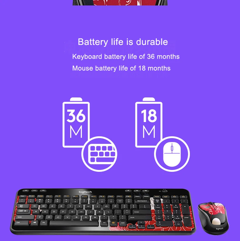 Беспроводная клавиатура и мышь logitech MK365 2,4G, комбинированный игровой ноутбук, ПК, геймер, эргономичный приемник, набор клавиатуры и мыши