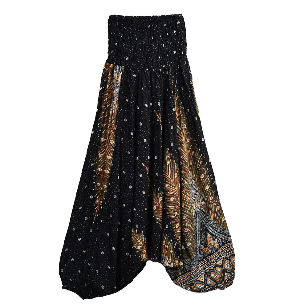 Женские повседневные штаны летние свободные брюки мешковатые Boho спортивный комбинезон шаровары женские широкие брюки с рисунком из мультфильма 7,2