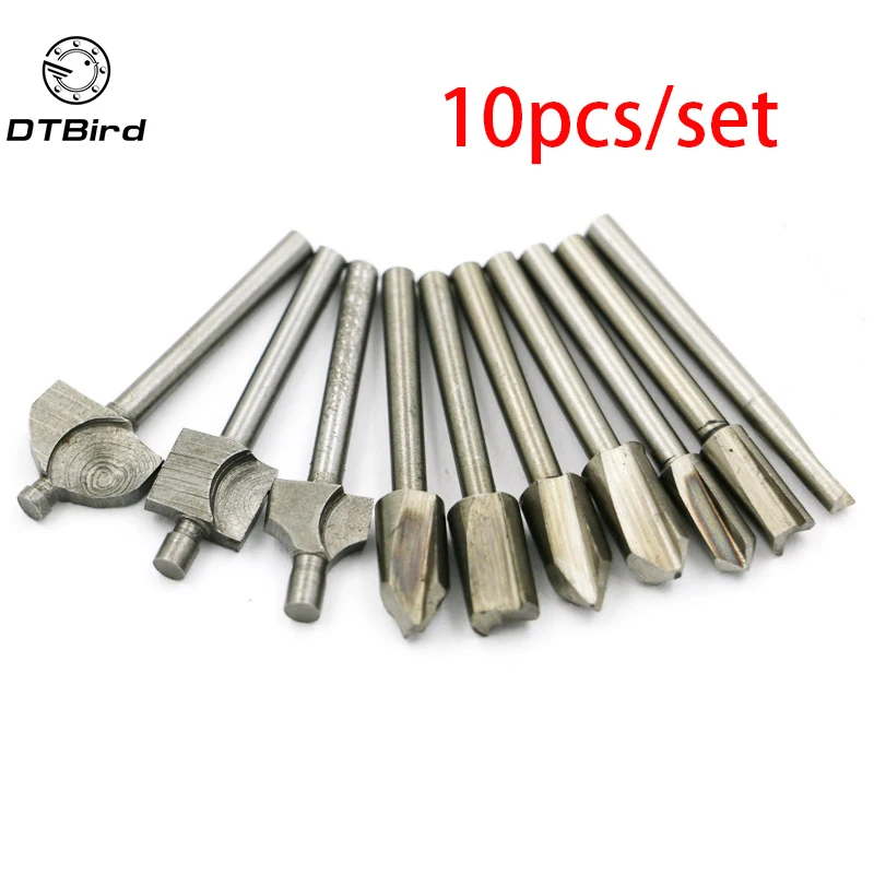 10PCS/lot 1/8 High Speed Steel Mini Shank Electric Trimmer Carpentry Carving Knife Tools Woodworking Router Milling Cutter | Инструменты