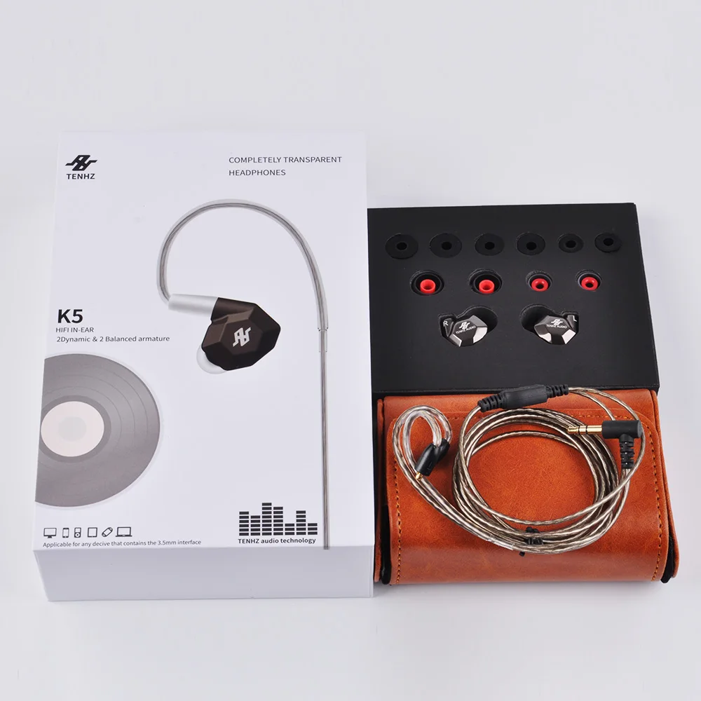 2018 новые наушники AUDBOS TENHZ K5 Hybrid In Ear 2BA + 2DD HiFi китайские Наушники DIY с кабелем MMCX