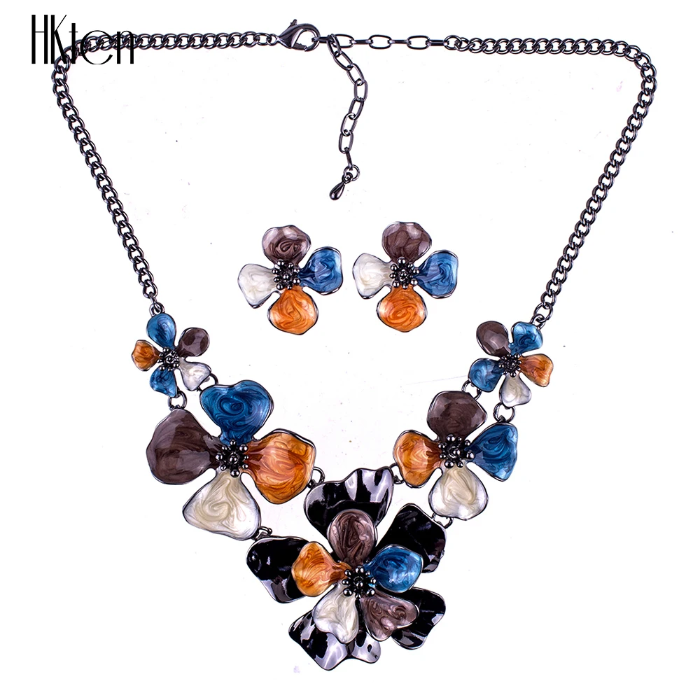 MS1504762 Fashion Jewelry Sets High Quality Necklace For Women Multicolored Crystal Unique Flower Design Party Gift | Украшения и