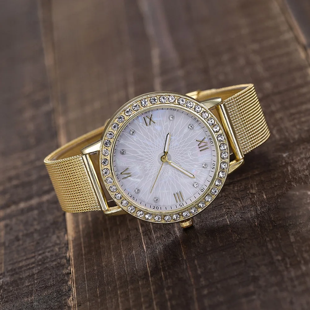 Женские часы повседневные с сетчатым браслетом из нержавеющей стали мраморным