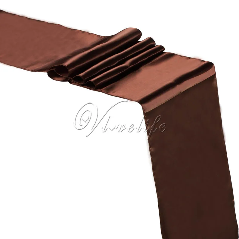 Бесплатная доставка шоколадная атласная настольная дорожка 12 &quotx 108&quot Свадебная