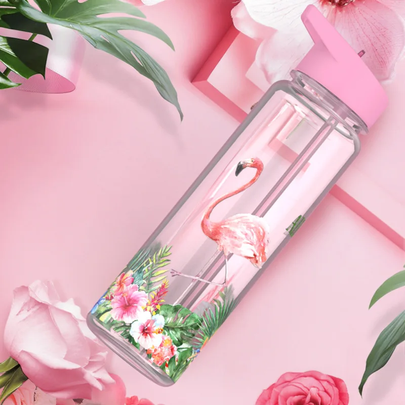 Eco friendly 750ml/25oz 100% Тритан Спортивная мой соломы бутылка для воды с принт Фламинго