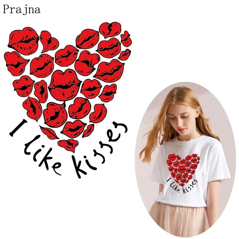 Праджня печать Переводные ПВХ патч железо наклейка сердце Kiss Me передачи тепла