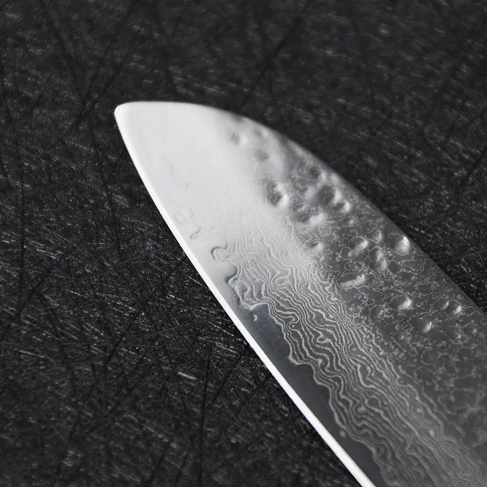 SUNNECKO 5 дюймов нож Santoku 73 слоя Дамасская сталь японский VG10 острый для резки мяса Pakka