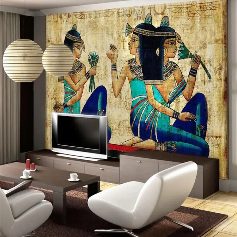 Настенная роспись в древнем египетском стиле с персонажами фон на стену