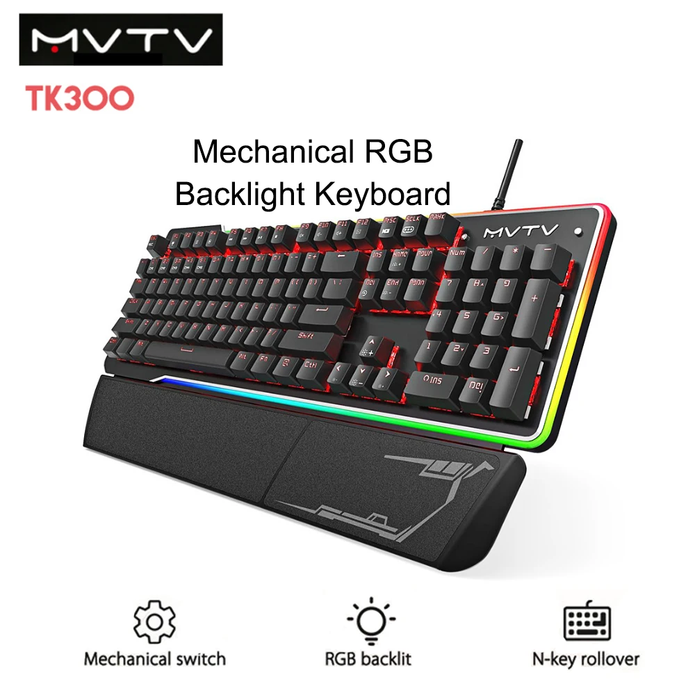 MVTV TK300 Mechanical Keyboard With RGB Backlight 104 Keys USB Wired Waterproof Gamer For Gaming IPX8 | Компьютеры и офис