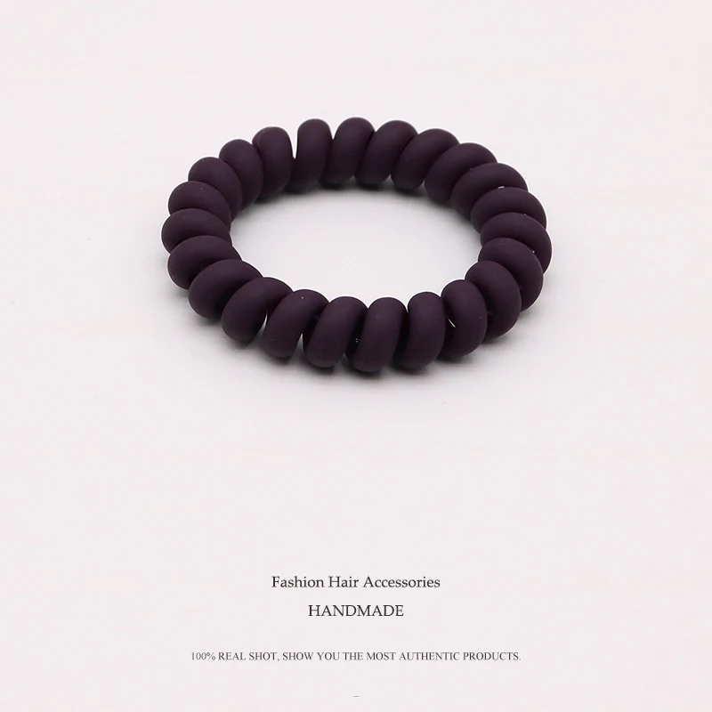 Dark Purple 3,8 см, матовая цветная телефонная линия, Высококачественная эластичная лента для девочек, цветные эластичные резинки для волос, детский конский хвост, держатель для волос - Цвет: Dark Purple
