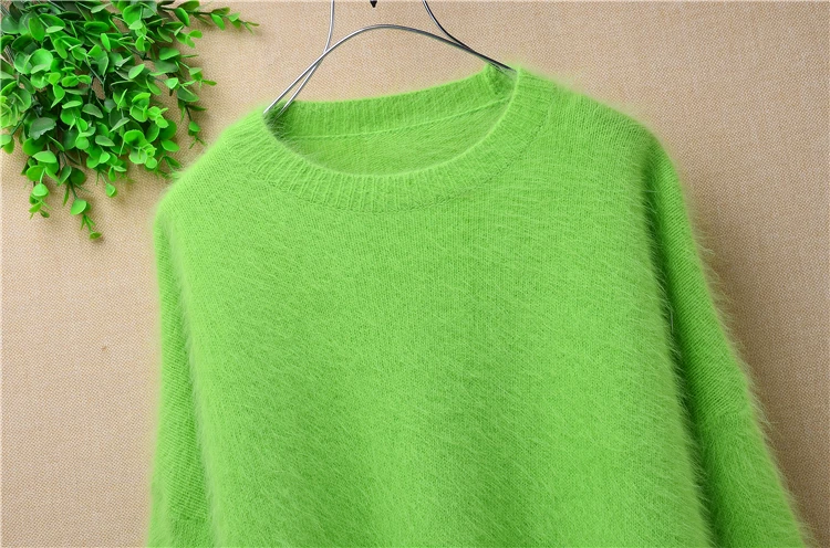 Элегантный женский свободный свитер из натуральной норки кашемировый теплый