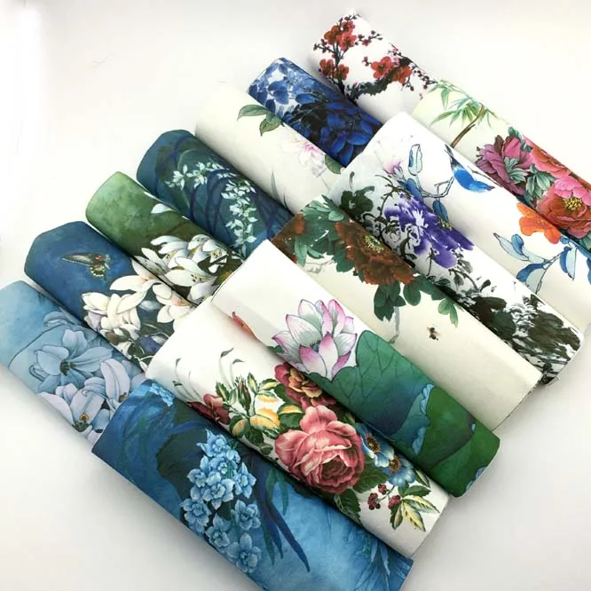 Ручная окрашенная хлопковая льняная ткань Китайская традиционная картина Zakka