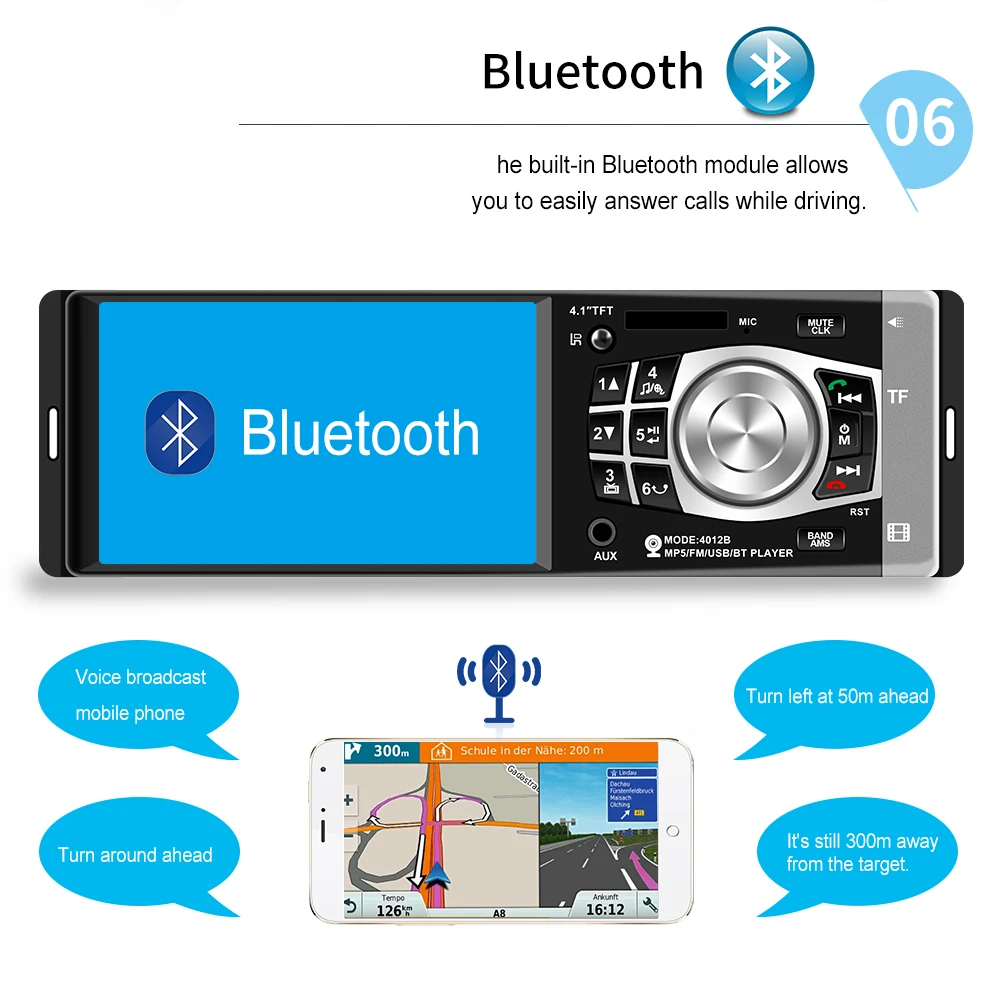 1 Din автомобильное радио Bluetooth 4,1 дюймов HD цифровой экран fm-плеер SD USB зарядное устройство камера заднего вида дистанционное управление аудио автомобиля