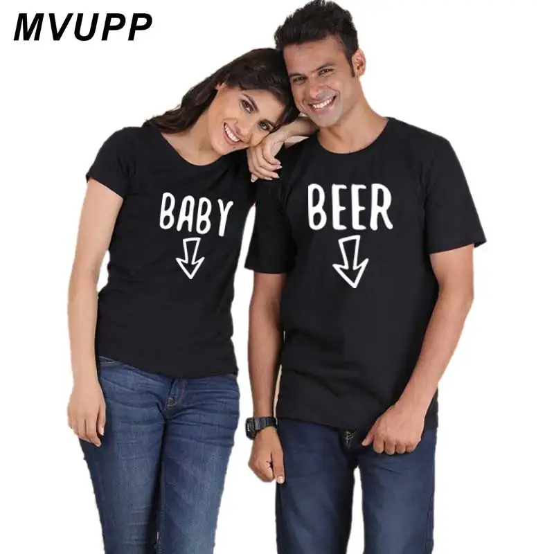 BEER BABY arrow пара одежды для влюбленных футболка мужчин и женщин топы размера плюс