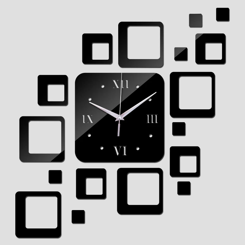 Светодиодные акриловые настенные часы кварцевые зеркальные современные