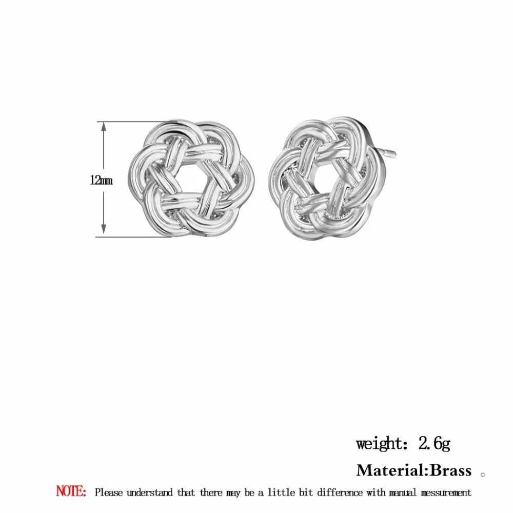 Серьги гвоздики Kinitial с узлом венком модные вязаные серьги крестом Женские