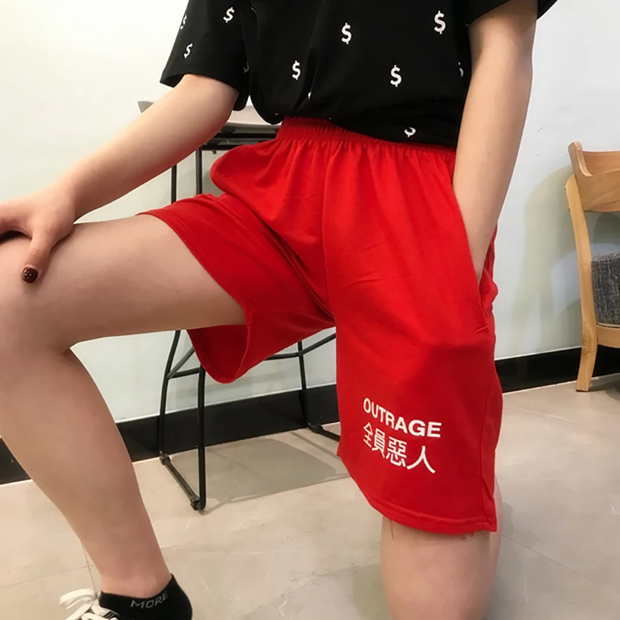 Летние свободные женские шорты спортивные с высокой талией в стиле Харадзюку