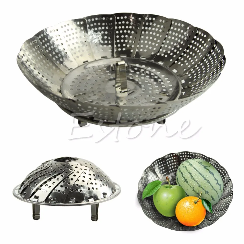 

Stainless Steel Folding Steamer Steam Vegetable Basket Mesh Cooker Expandable SIZE S