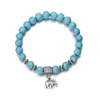 fashion animal elephant bracelet classic acrylic blue beaded bracelets for men women bangle best friend hot popular