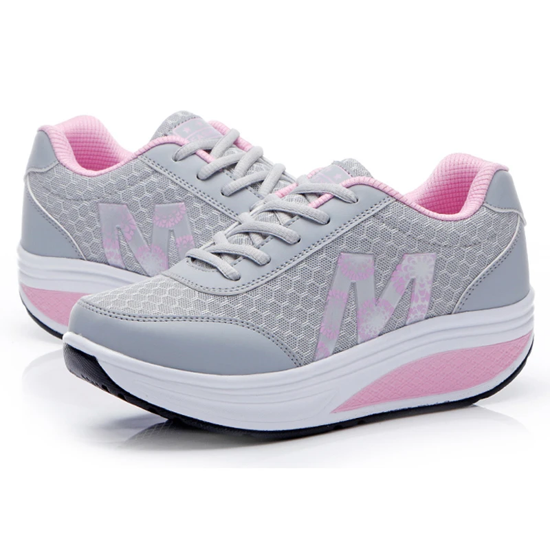 Кроссовки женские сетчатые для похудения дышащие спортивные туфли на танкетке