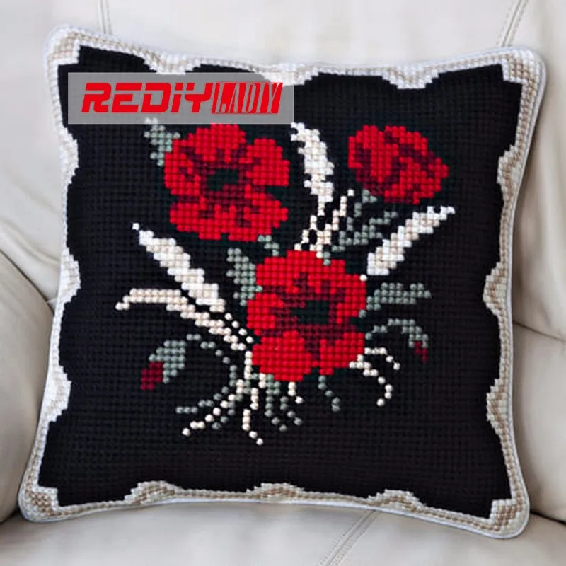 Чехол для подушки rediy ladiy с вышивкой крестиком, чехол для подушки для гостиной, объемная пряжа с цветами для вышивания, незавершенные подушки