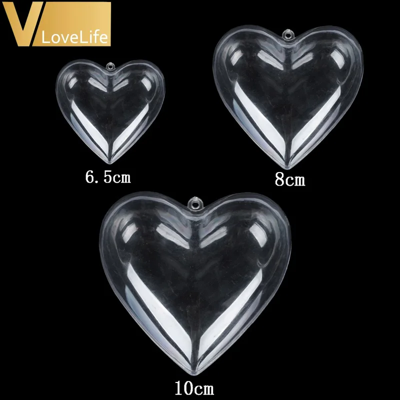 

20Pcs/Lot Clear Plastic Balls Christmas Decoration Transparent Bauble Xmas Ornament Heart Shape Romantic Tree Wedding Gift