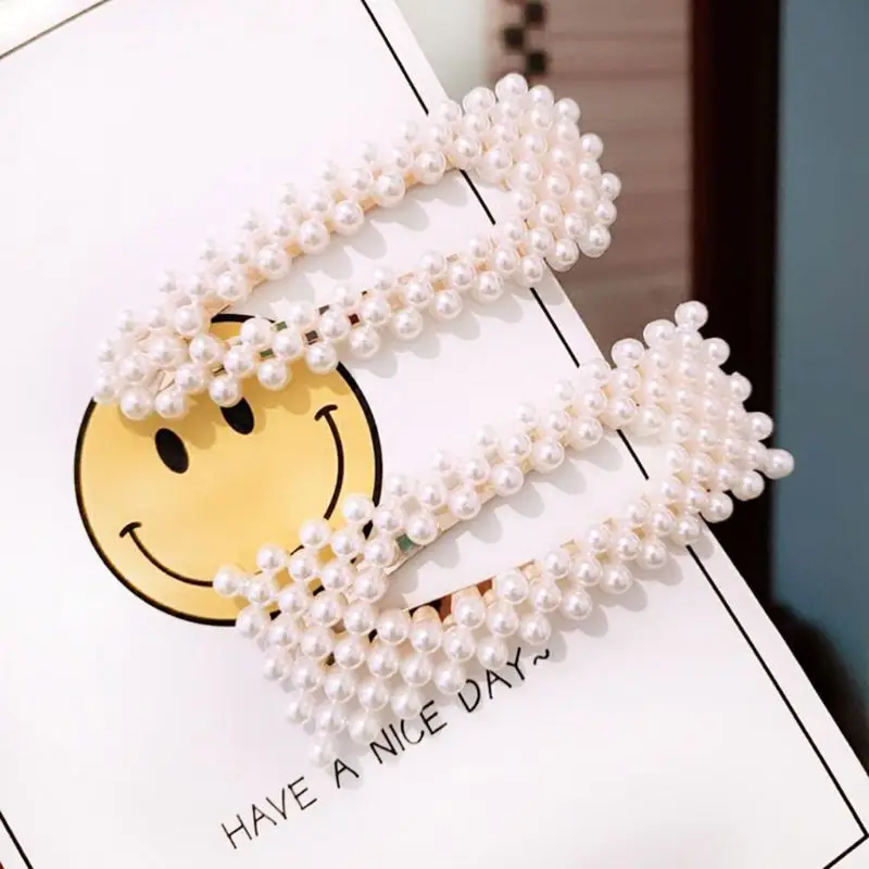 

4 Pcs/set New Women Girls Hairpin Cute Small Beads Hair Clips Artificial Pearl BB Side Bangs Clip