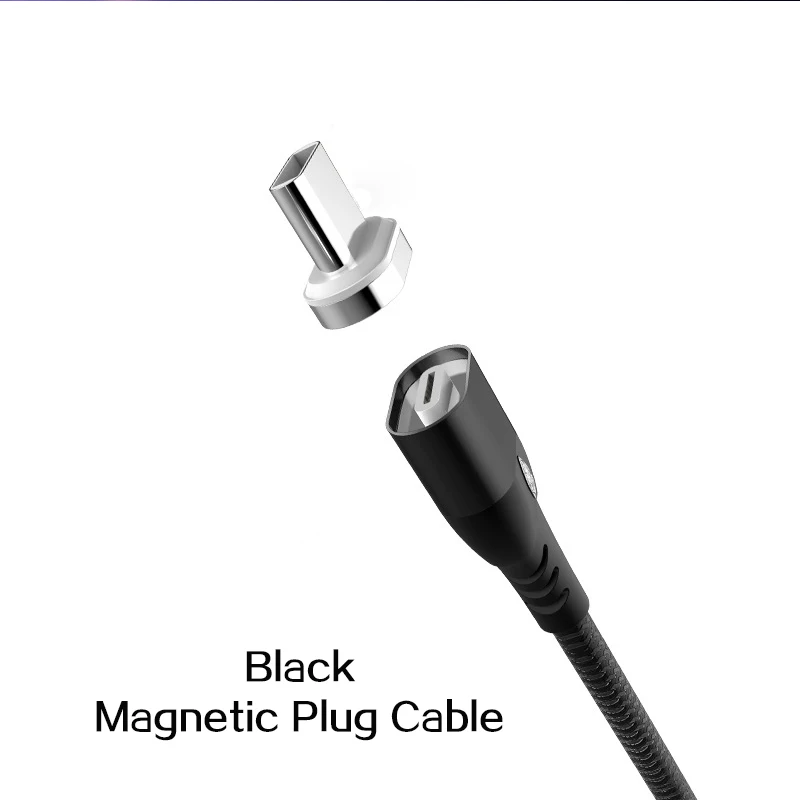Black Магнитный кабель Micro USB для iPhone samsung type-c 3A Быстрая зарядка Магнитный адаптер зарядного устройства usb type C кабели для мобильных телефонов - Тип штекера: Black
