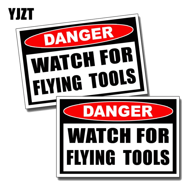 

YJZT 2X 12CM*7.5CM Warning Watch For Flying Tools Funny Car Sticker PVC Decal 12-0643