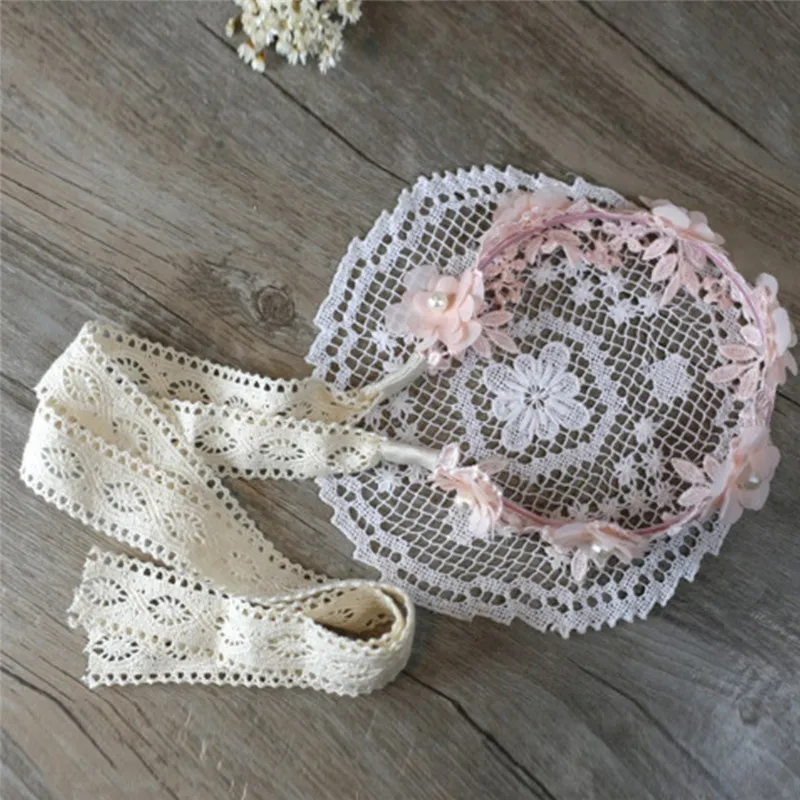 

Hair Accessories Long Lace Ribbon Flower Hairbands Fashion Sweet Princess Headband Wreath Girls Headwear Kids