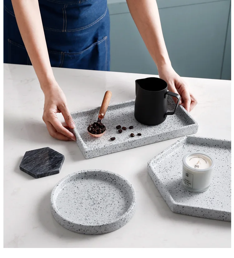 Ceramic Storage Tray High Quality Rice Spoon Porcelain Round Hexagon Rectangle Plate for Fruit Dessert Jewelry Organizer