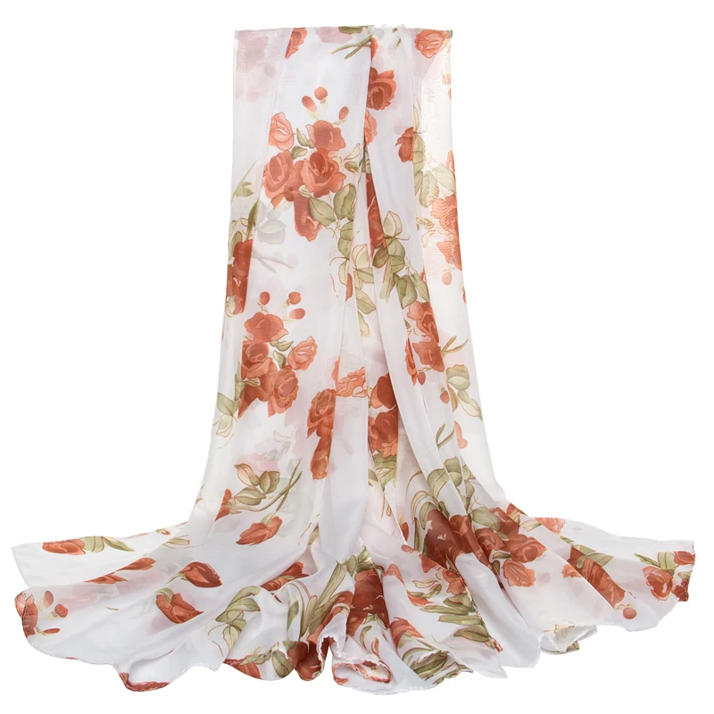 2018 женские шарфы модные шелковые шали с принтом мягкие цветочные шифоновые