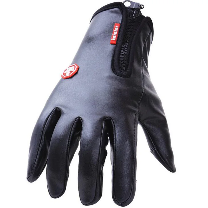 

New Outdoor Sports Cycling Touch Screen Gloves Men Women Leather Plus Cashmere Warm Gloves Winter Ski Touch Screen Gloves G75