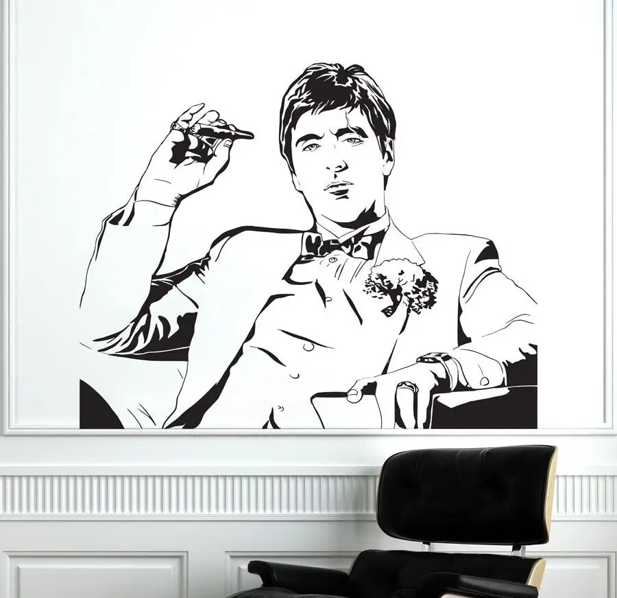 

Famous Tony Montana Scarface Movie Wall Decal Wall Sticker Room Decor Vinyl Wall Art Mural Fashion Removable Wall Paper