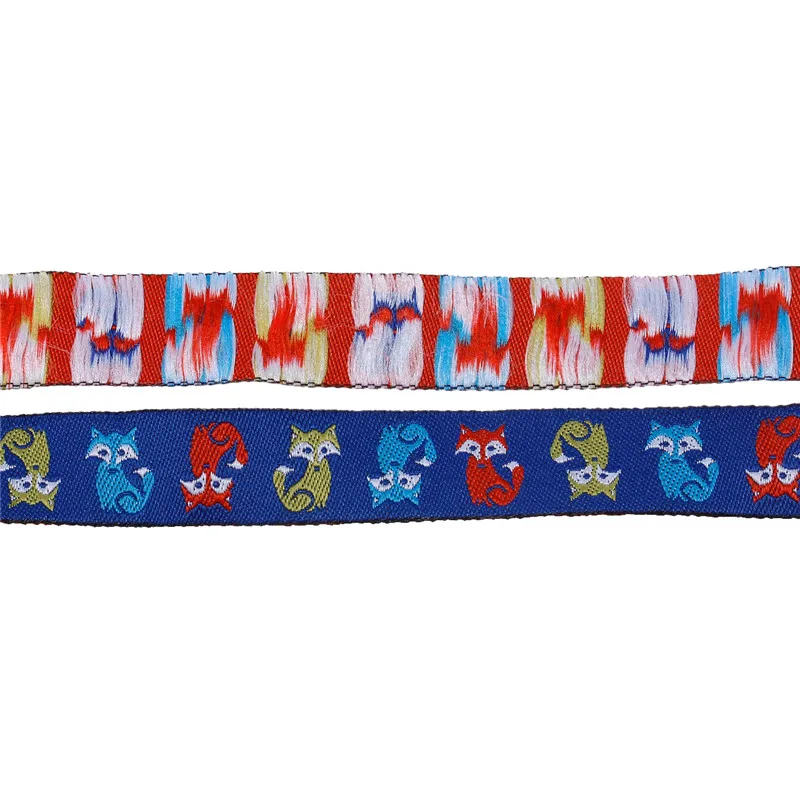 DoreenBeadsPolyester тканая жаккардовая Пасхальная лента с разноцветным рисунком лисы