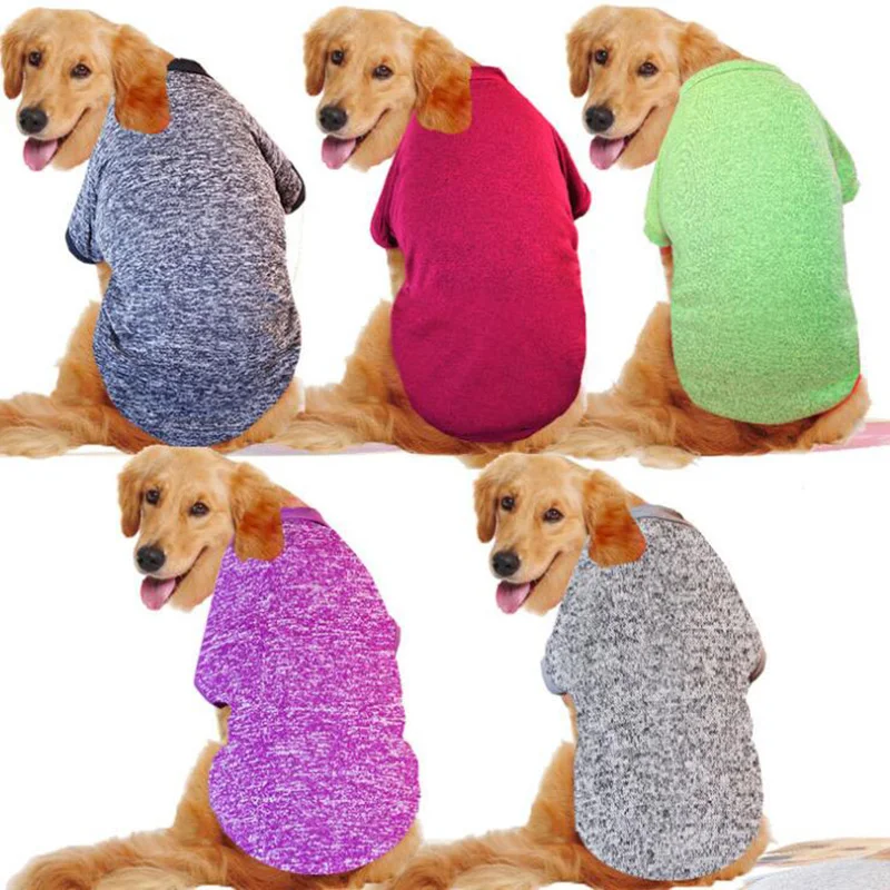 Толстовка с капюшоном для собак однотонная осенне зимняя одежда пальто щенков